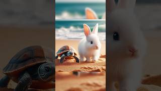 Rabbit help turtles pets 🐇 rabbit funny ytshorts ai kitten [upl. by Salkin858]