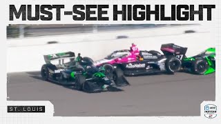 Conor Daly spins multiple cars stack up at St Louis  INDYCAR [upl. by Nosidda]