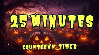 25 MINUTES 2500 SCARY HALLOWEEN PARTY TIMER COUNTDOWN Field of Glowing JackoLanterns 🎃🌌 [upl. by Dranrev]