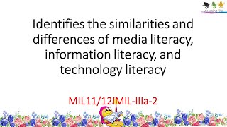 Identifies the similarities and differences of media literacy information literacy and tech [upl. by Lluj]