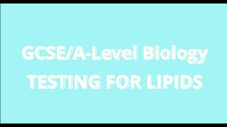 GCSE and ALevel Biology  Testing for Lipids [upl. by Henrietta375]