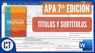 TITULOS y SUBTITULOS Normas APA 7ma EDICION [upl. by Audly933]