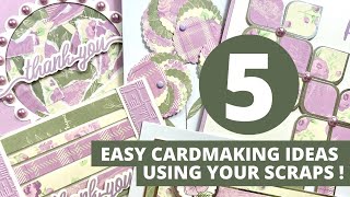 5 EASY WAYS  Use Your Paper Scraps to make Beautiful Cards [upl. by Annawad]