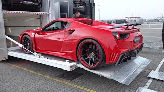 Novitec Ferrari 488 NLargo  Unloading from a Truck Exhaust Sounds Overview [upl. by Retsof]