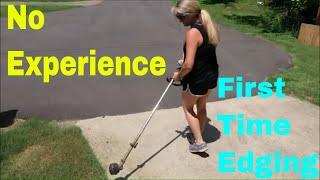 First Time Learning How to Edge a Lawn with a String Trimmer and Edger [upl. by Assennav]