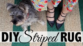 DIY Striped Rug  Home Decor Ikea Hack [upl. by Akirdnahs]