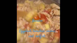 Cooking VideoBacalao Eggplant Tomatoes Onions amp Codfish ￼ Comida Boricua [upl. by Kesia]