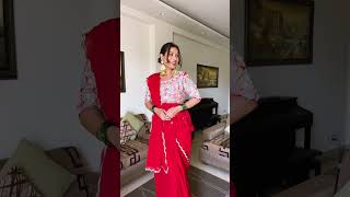 Karwachauth Special Red Embroidered PreDraped Saree  Diwali Festive Bollywood Style Outfit  GRWM [upl. by Niram]