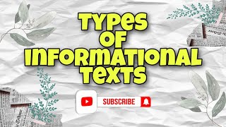 Types of Informational Texts [upl. by Nosyarg]