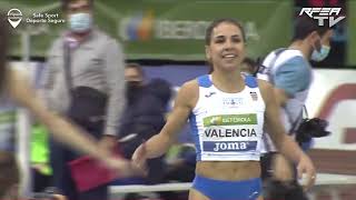 María Isabel Pérez del Valencia Club de Atletismo récord de España de 60 metros registrando 720 [upl. by Lowenstein]