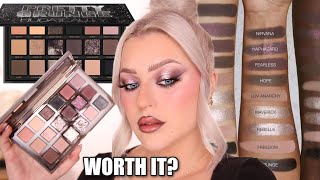 NEW HUDA BEAUTY PRETTY GRUNGE EYESHADOW PALETTE REVIEW amp SWATCHES [upl. by Anjela106]