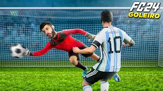 PAREI O MESSI NA MINHA ESTREIA PELA SELEÇÃO NO MODO CARREIRA GOLEIRO NO FC 24 [upl. by Eislek]