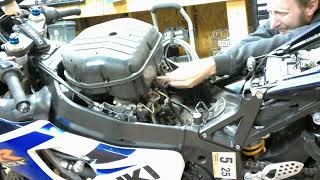 2005 GSXR 600 spark plug change [upl. by Paxton235]