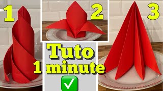 Pliage de serviette en papier facile amp rapide origami basique en 1 minute pour votre table de fête [upl. by Lara]