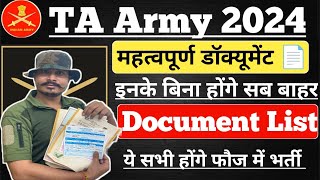 TA Army Document List 📄 तैयार कर लो जल्दी ll TA Army Rally 2024 Document ll Important 💯 [upl. by Idden]