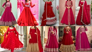 2024 letest red colour anarkali suit design । 50  digain। partywear anarkali suit design। [upl. by Dekow993]