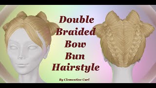 Blender  Double braided bow bun hairstyle [upl. by Nivonod]