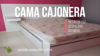 COMO HACER CAMA CON CAJONES Y RESPALDO DE CAMA AMOBLAMIENTO ZETA [upl. by Anastos]