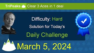 Microsoft Solitaire Collection TriPeaks  Hard  March 5 2024 [upl. by Doowyah]