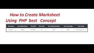 How to Create Marksheet Using PHP by Zeeshan web [upl. by Konopka]