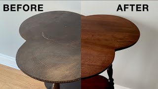 Refinishing a Vintage Table with French Polish  a Fixing Furniture Restoration Project [upl. by Airahcaz464]