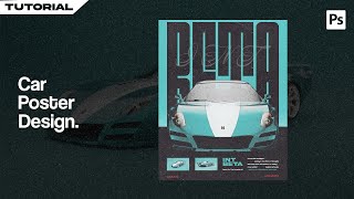 How To Make Brutalism Style Car Poster Design in Photoshop  Photoshop Tutorial [upl. by Oal]