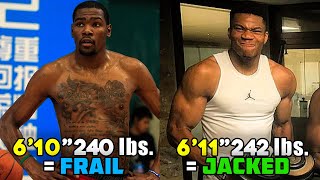 Why 6′ 10″ 240 lbs Kevin Durant Is Frail And 6′ 11″ 242 lbs Giannis Antetokounmpo Is Jacked [upl. by Angelica]