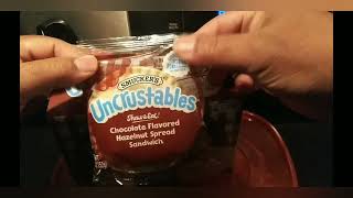 Smuckers UnCRustables Chocolate Hazelnut is it worth it  aawrsone dig it [upl. by Blondell]