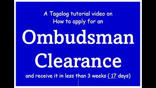 How to apply for an Ombudsman Clearance and receive it in less than three weeks  17 days [upl. by Eiral169]