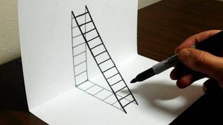 How to Draw a 3D Ladder  Trick Art For Kids [upl. by Oicram132]