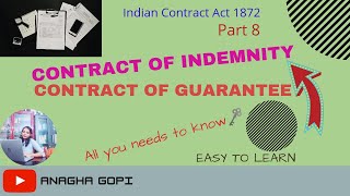 Contract of Indemnity and Contract of GuaranteeIndian Contract Act In Malayalam [upl. by Hanafee]