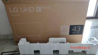 Smart LED TV LG 43 inch AI thinQ 43UQ75 Real UHD 4K resolution unboxing complete installation [upl. by Hailed]