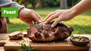 Roast Lamb Leg Salsa Verde ASMR Goodness [upl. by Nadroj]