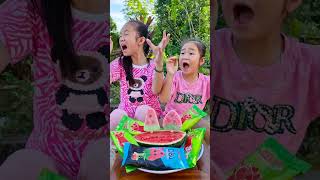 197Watermelon Ice Cream Hydraulic Press SECRET cute baby candy  watermelon candy is great [upl. by Naginarb784]