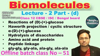 Biomolecules Batch2 L2dClass 12 glucose rxn Haworth projection glucose amino acid peptide [upl. by Lebasy]