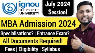 Ignou MBA Admission 2024  Specialisation amp Fees  Ignou Admission July 2024  Online MBA Admission [upl. by Krystalle]