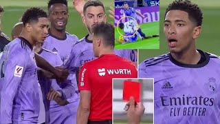 Jude Bellingham red card Mouctar Diakhaby injury vs Real Madrid vs Valencia Bellingham red card [upl. by Cheffetz]