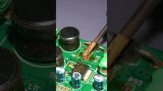 how to properly solder something SMD component or anything in a green board asmr computerrepair [upl. by Rodoeht255]