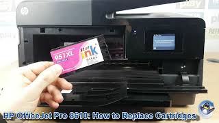 HP Officejet Pro 8610 How to ChangeReplace Ink Cartridges [upl. by Yxor]