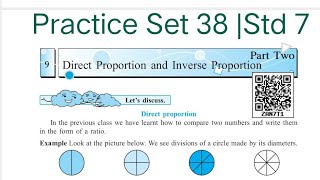 Practice Set 38  L9 Direct amp Inverse Proportion  Std 7 Maths [upl. by Ahsikam]