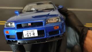 118 Solido Nissan Skyline GTR R34 Diecast Model Cr Review [upl. by Elgna]