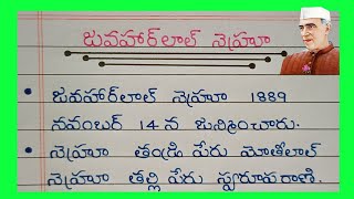 10 Lines On Jawaharlal Nehru In Telugu  Jawaharlal Nehru Biography In Telugu 2024 [upl. by Adriell]