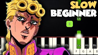 Giornos Theme  SLOW BEGINNER PIANO TUTORIAL  SHEET MUSIC by Betacustic [upl. by Hadeehuat]