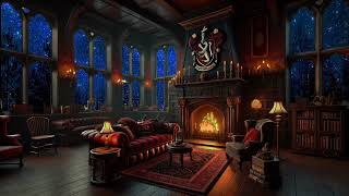 Cozy Gryffindor Common Room Fireplace 🔥  Relaxing Ambience with Calm Music [upl. by Waki]