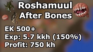 Roshamuul After bones  Hunt EK 500 solo Exp 57kkh 150 Profit 700750 kh [upl. by Leinto651]