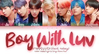 BTS 방탄소년단  Boy With Luv 작은 것들을 위한 시 feat Halsey Color Coded Lyrics EngRomHan가사 [upl. by Nayek]