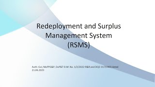 Redeployment and Surplus Management System RSMS [upl. by Ereveneug772]