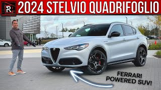 The 2024 Alfa Romeo Stelvio Quadrifoglio Is A Ferrari Powered Italian Super SUV [upl. by Nonnelg]