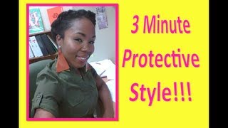 ★Natural amp Transitioning Hair Protective PinBack Style 3Minute Styling★ [upl. by Eilahs]