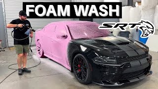 Hellcat Foam Wash Polish amp Coating  Dodge Charger Auto Detailing Satisfying ASMR [upl. by Aro]